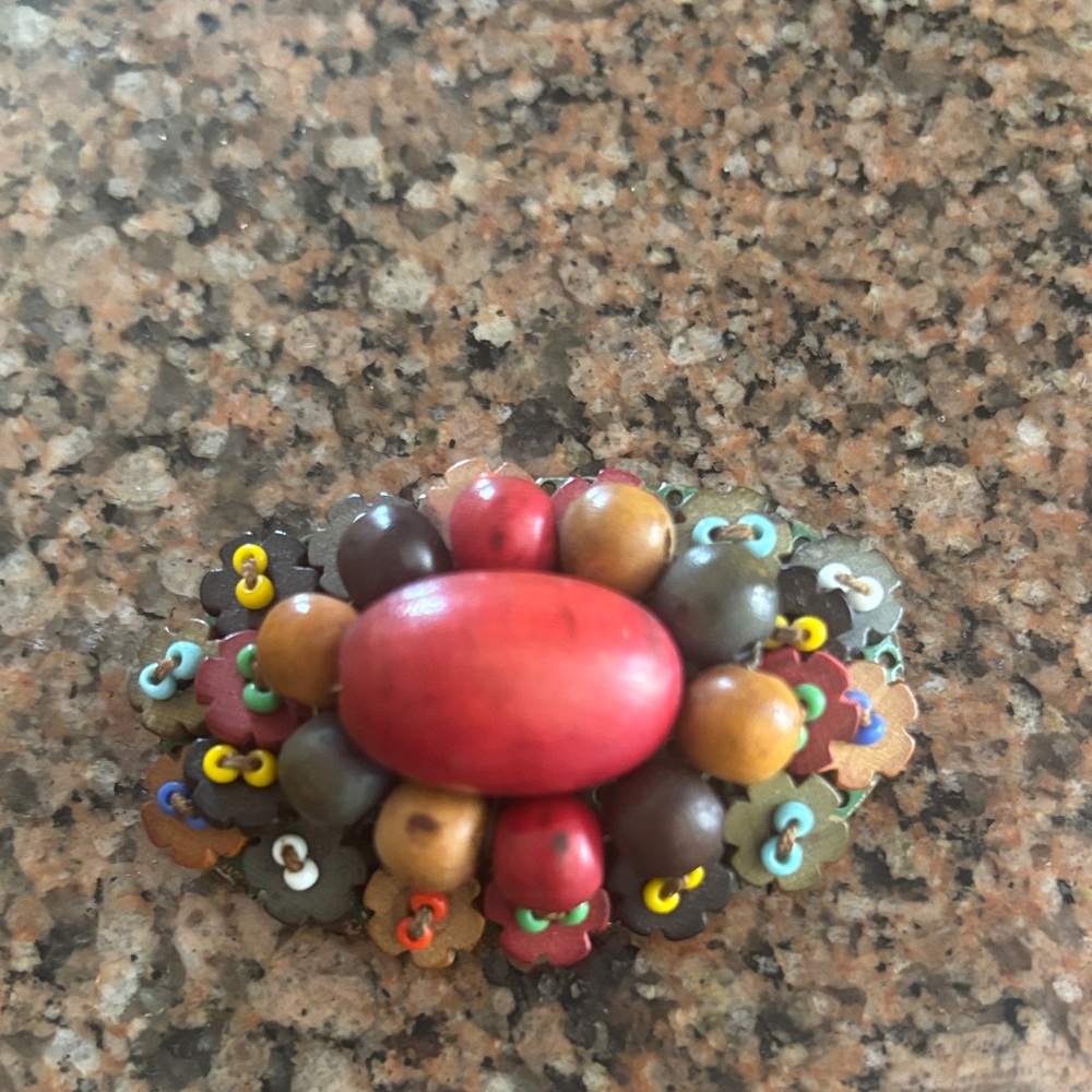 Vintage Colorful Beaded Brooch